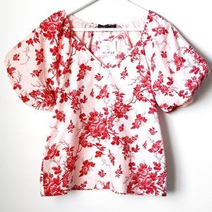 BANANA REPUBLIC Pink Rose Poplin Floral Top - Size XS/TP - NWT